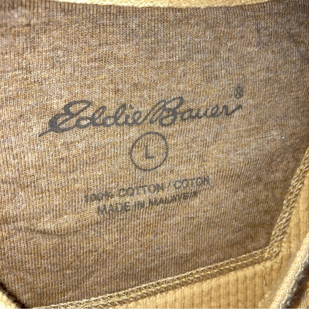 Men's Eddie Bauer Beige Henley Shirt Waffle Knit Large - Picture 3 of 4